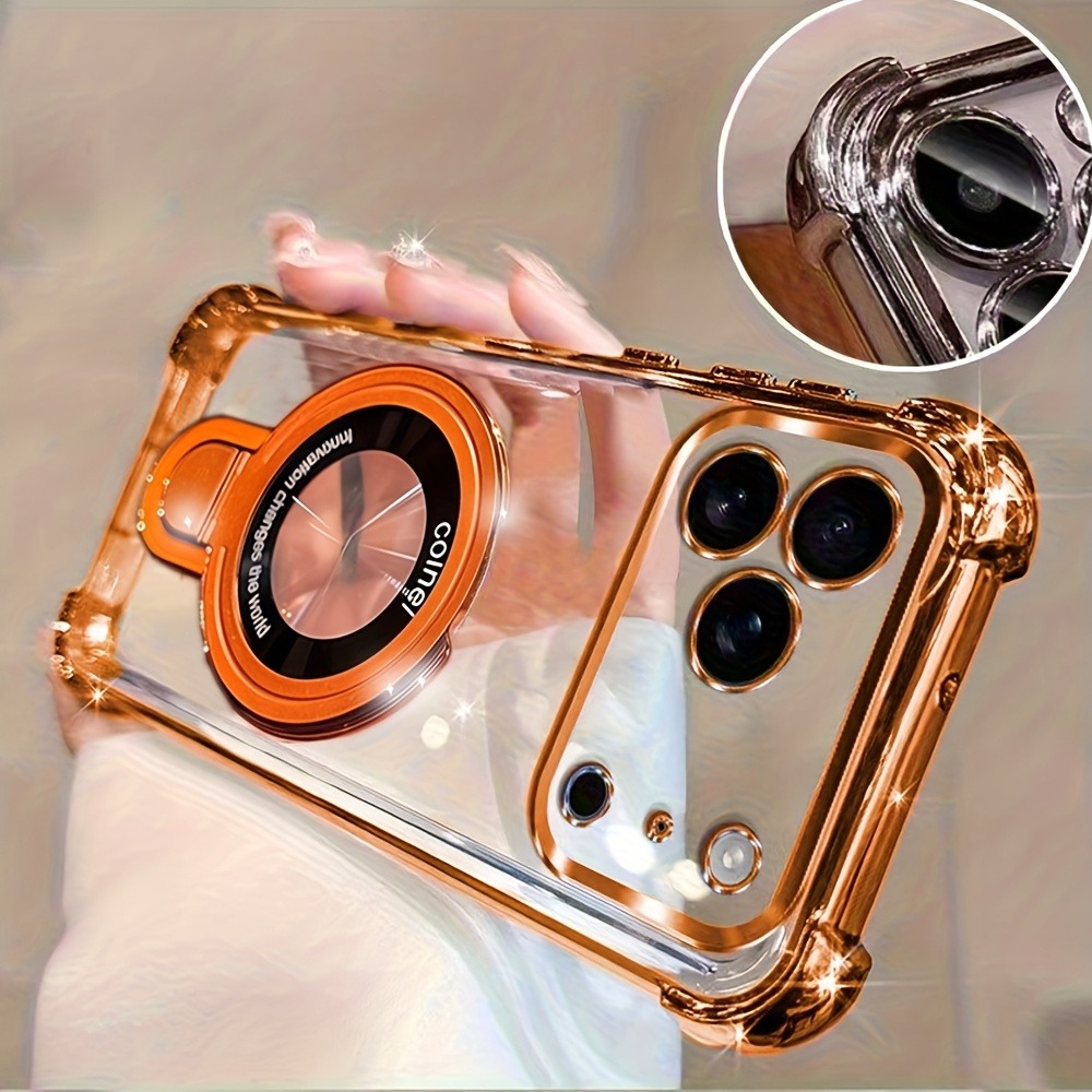 Phone Accessories Ring Holder - 고급 투명 도금 폰 케이스 (아이폰