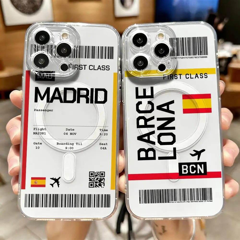 Phone Accessories Magnetic - 여행용 비행기 티켓 스페인 휴대폰 케이스