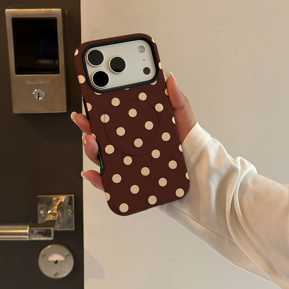 브라운 베이지 폴카 도트 무늬 자석형 폰 케이스 (아이 - Phone Accessories Magnetic 리뷰 및 가격