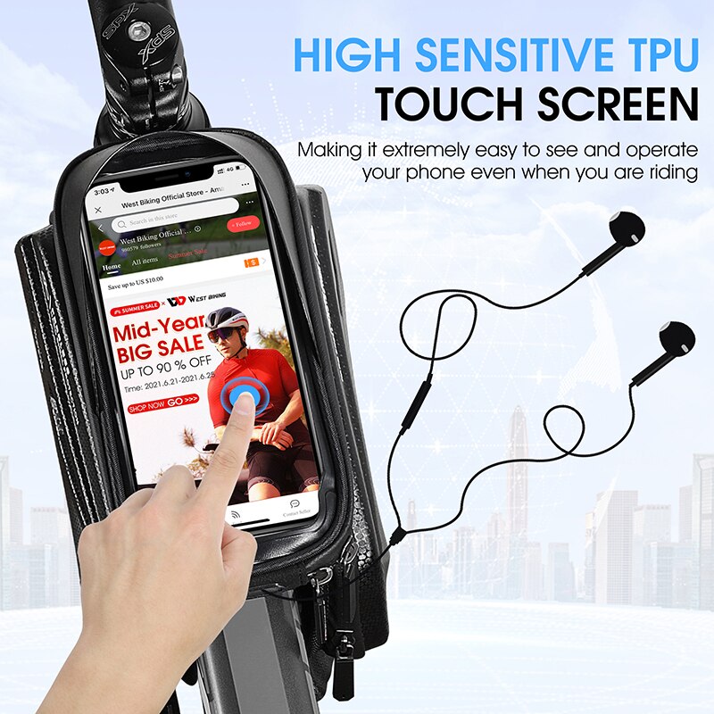 웨스트 바이킹 자전거 탑튜브 가방 휴대폰 터치스크린 방 - Youtube Phone Accessories 리뷰 및 가격