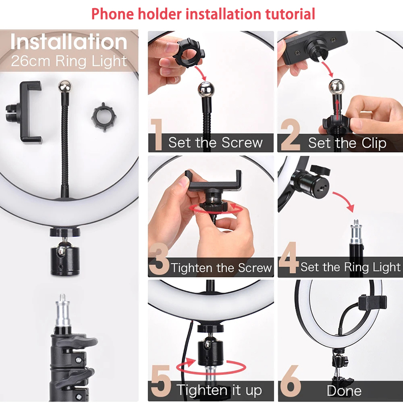16cm 26cm 33cm LED 링 라이트 디밍 가능 - Youtube Phone Accessories 리뷰 및 가격