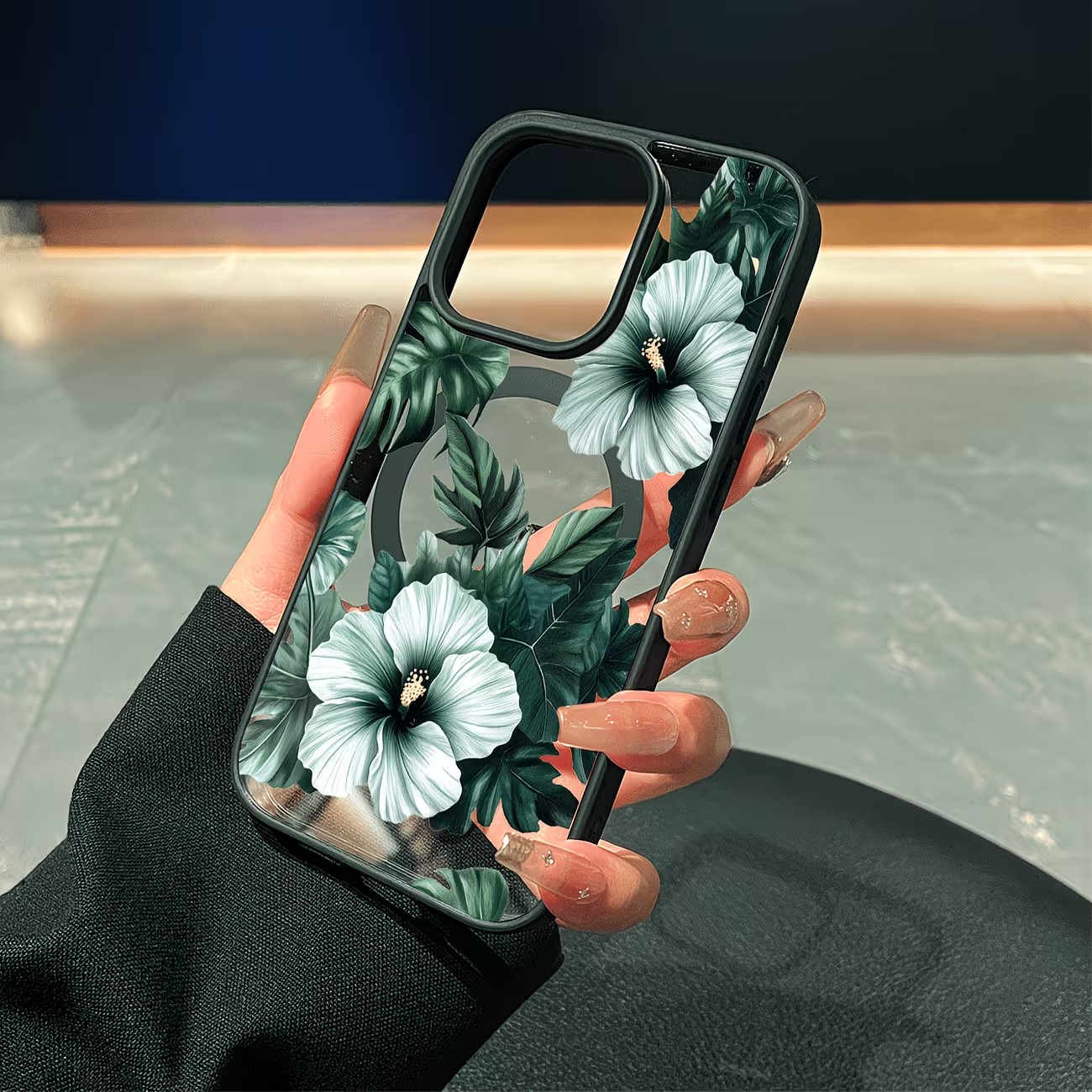 그린 플로럴 프린트 폰 케이스 (아이폰 17, 16,  - Phone Accessories Magnetic 리뷰 및 가격